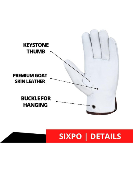 Guantes de Trabajo de Cuero SIXPO 12 Pares Unisex X-Grande