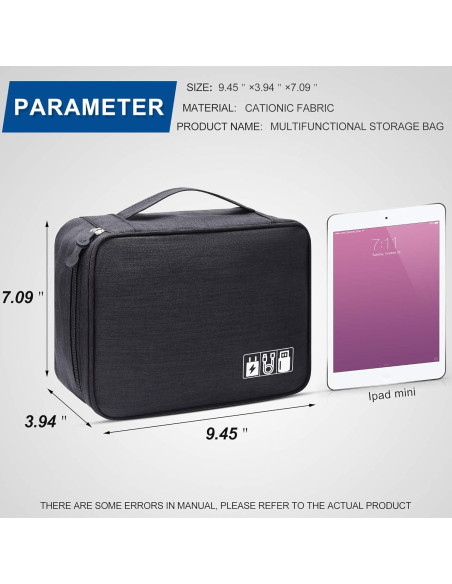 Organizador de Cables VOCUS Grande Acolchado Negro 24x10x18cm