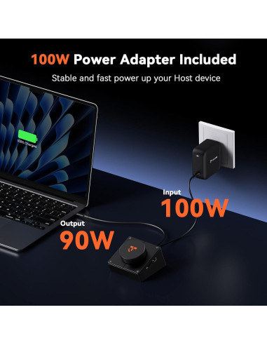 Dock USB-C 10 en 1 TobenONE con HDMI 4K, 100W PD, 5 Botones