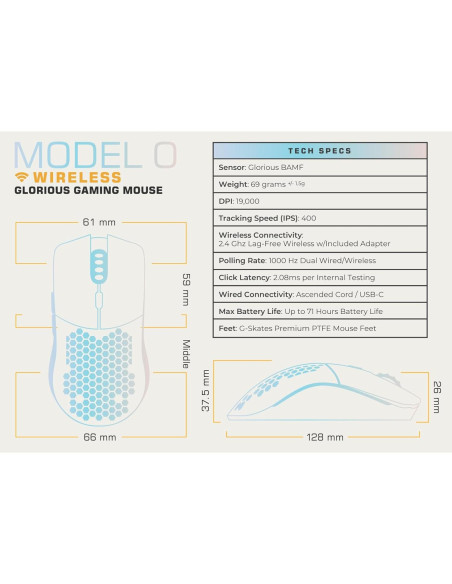 Ratón Gaming Inalámbrico Glorious Model O - 68g RGB Ambidiestro