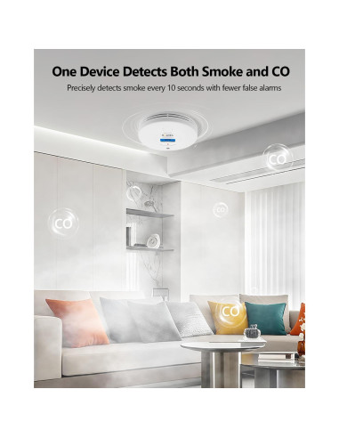 Detector de Humo y Monóxido Kttrey VCS52 10 Años Batería