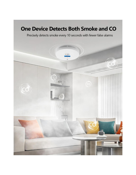 Detector de Humo y Monóxido Kttrey VCS52 10 Años Batería