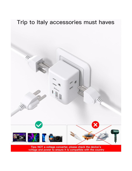 Adaptador de corriente MIFASOPOWER Tipo L para Italia y Chile Adaptador de corriente MIFASOPOWER Tipo L para Italia y Chile