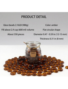 Relleno de Jarrón de Perlas de Vidrio Ginojex 980g Ámbar 2
