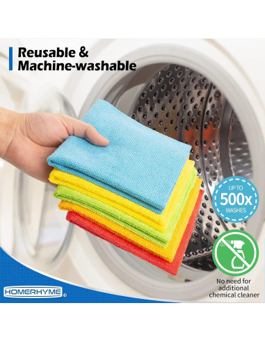 Paquete de 100 Paños de Microfibra HOMERHYME 29.2x29.2cm