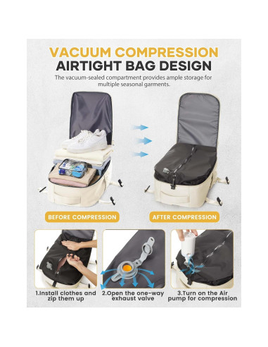 Mochila de Viaje Impermeable Beige con Bomba de Vacío 20L