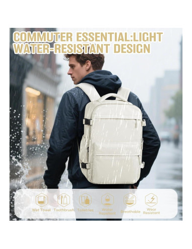 Mochila de Viaje Impermeable Beige con Bomba de Vacío 20L