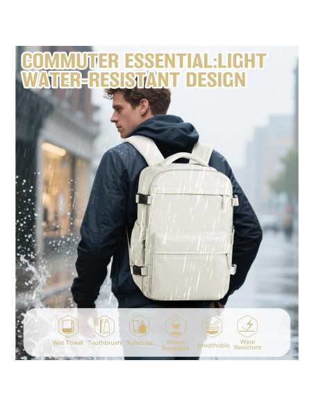 Mochila de Viaje Impermeable Beige con Bomba de Vacío 20L