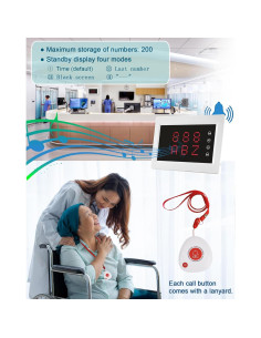 Sistema de Llamada Inalámbrico WNKRUN con 10 Botones Impermeables 2