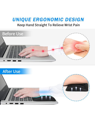 Reposamuñecas Ergonómico VAGAU para Laptop y Teclado - Alivio Síndrome Túnel Carpiano