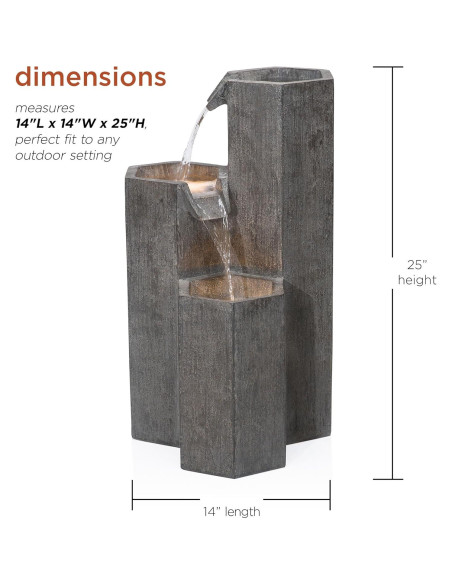 Fuente de Agua Zen Alpine 25" con LED para Jardín