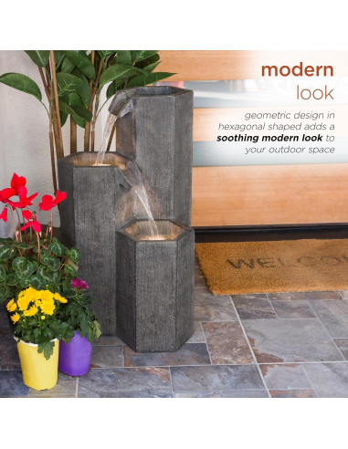 Fuente de Agua Zen Alpine 25" con LED para Jardín