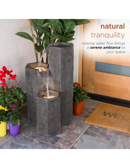 Fuente de Agua Zen Alpine 25" con LED para Jardín