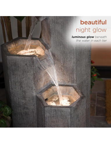 Fuente de Agua Zen Alpine 25" con LED para Jardín