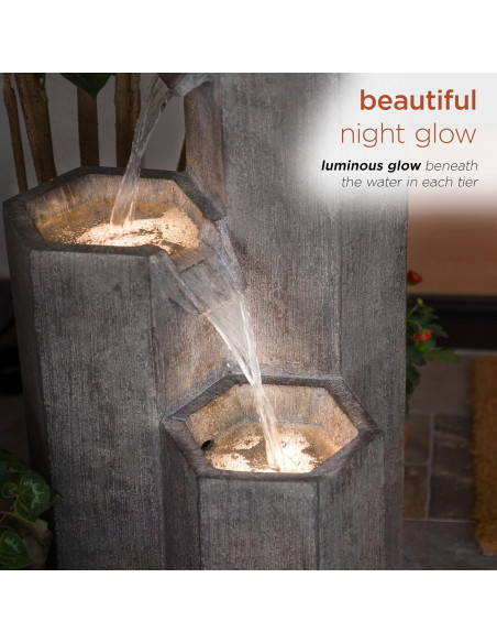 Fuente de Agua Zen Alpine 25" con LED para Jardín