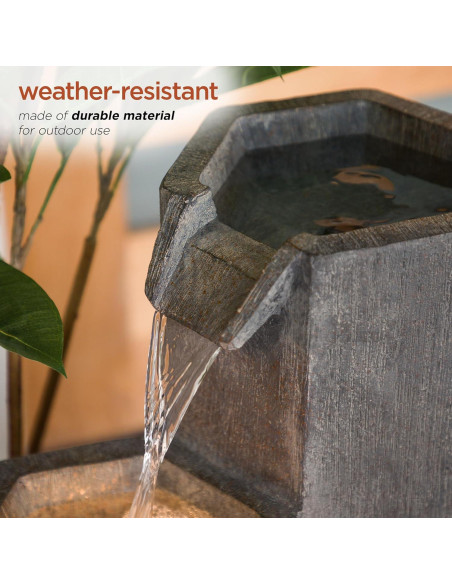 Fuente de Agua Zen Alpine 25" con LED para Jardín