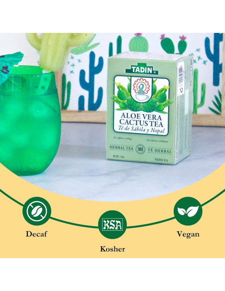 Té de Hierbas Tadin Aloe Vera y Nopal Sin Cafeína 144 Bolsitas
