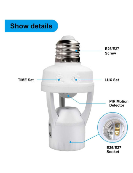 Adaptador de Bombilla con Sensor de Movimiento Toplimit E26/E27