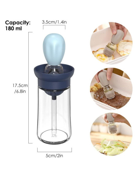 Dispensador de Aceite TINMIX 180ml con Brocha - 2 Pack Vidrio