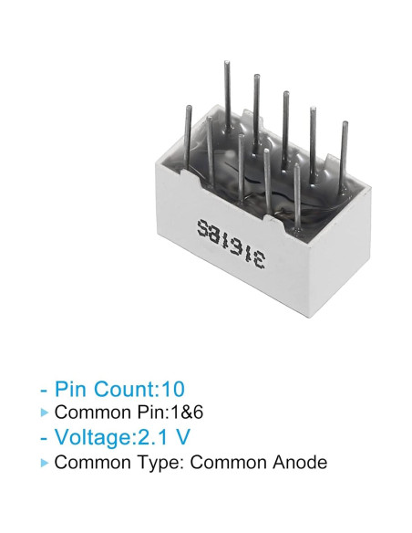 Tubo Digital LED PATIKIL Rojo 10 Piezas 7 Segmento 2.1V