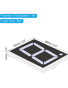 Tubo Digital LED PATIKIL Rojo 7 Segmentos 10 Pines 7.2V 2