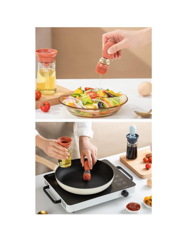 Dispensador de Aceite TINMIX 180ml con Brocha - 2 Pack Vidrio