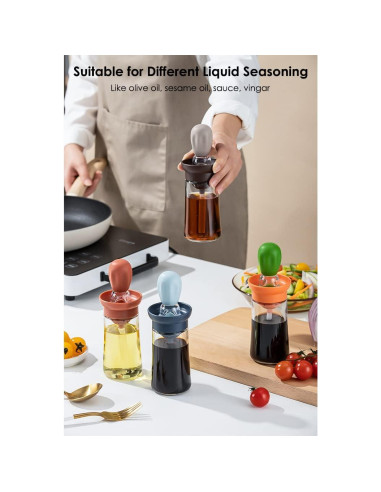 Dispensador de Aceite TINMIX 180ml con Brocha - 2 Pack Vidrio