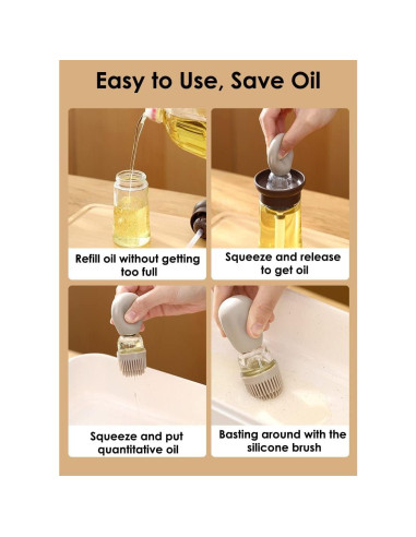 Dispensador de Aceite TINMIX 180ml con Brocha - 2 Pack Vidrio