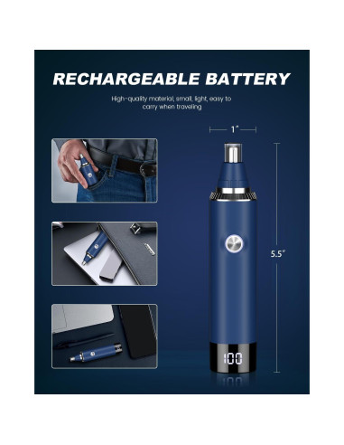 Recortador de Vello Nasal y Auricular Ginity 2025 LED Recargable