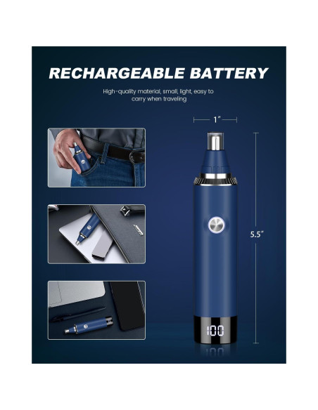 Recortador de Vello Nasal y Auricular Ginity 2025 LED Recargable