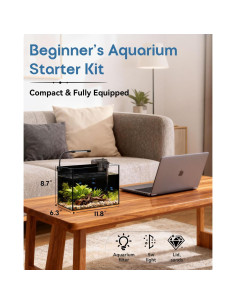 Kit Acuario de Vidrio 9.5 L Minilake con Filtro y Luz LED 2