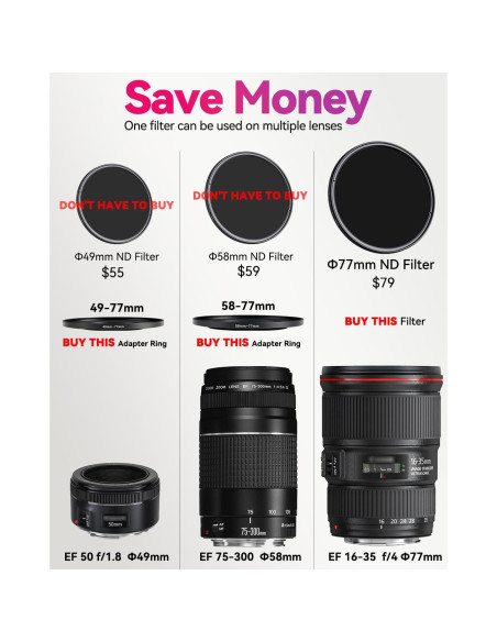 Adaptador de anillo de paso JOYTOLIN 40.5-43mm para cámaras