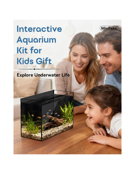 Kit Acuario de Vidrio 9.5 L Minilake con Filtro y Luz LED