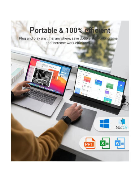 Monitor Portátil Ingnok 15.6" FHD 1080P USB-C Altavoces