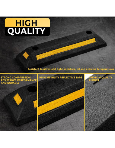 Guía de Estacionamiento de Goma ZONETECH 2 Pcs Reflectante