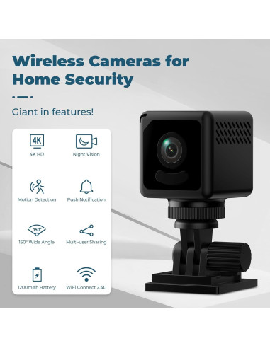 Mini Cámara de Seguridad WiFi 4K RXIMA con Detección de Movimiento