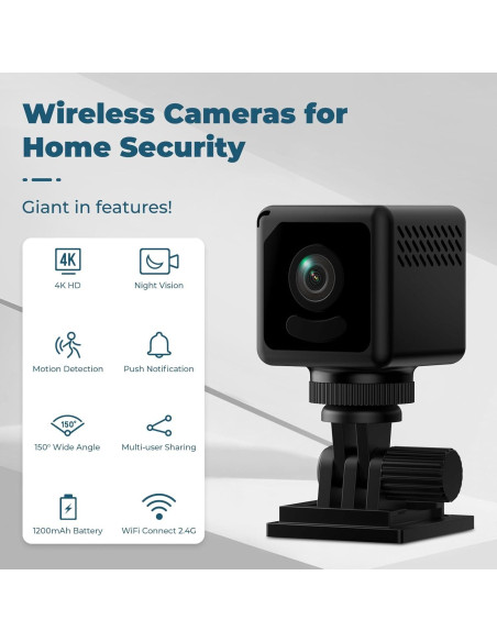 Mini Cámara de Seguridad WiFi 4K RXIMA con Detección de Movimiento