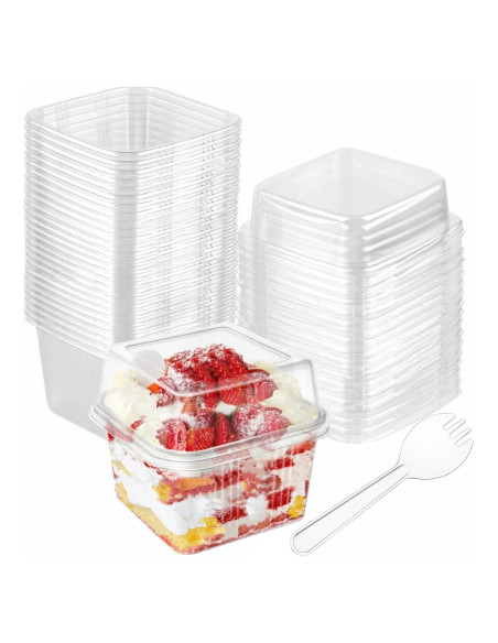 Copas de Postre Reutilizables Wnqou 240ml Cuadradas 50Pcs