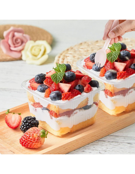 Copas de Postre Reutilizables Wnqou 240ml Cuadradas 50Pcs