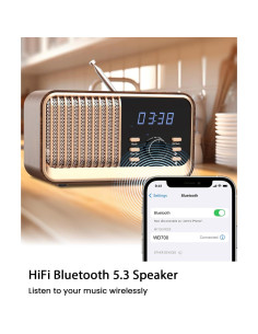 Reloj Despertador MONODEAL WD700 Retro con Bluetooth y Carga Inalámbrica 2