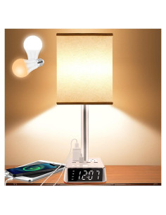 Lámpara de Mesa Yostyle 3 en 1 con Carga USB y Reloj