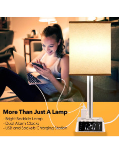 Lámpara de Mesa Yostyle 3 en 1 con Carga USB y Reloj 2