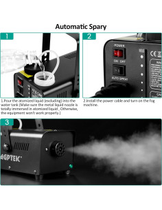 Máquina de Niebla AGPTEK 500W con Control Remoto y Rocío Automático 2