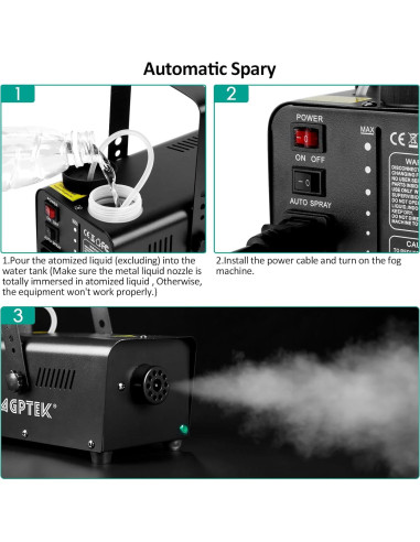 Máquina de Niebla AGPTEK 500W con Control Remoto y Rocío Automático