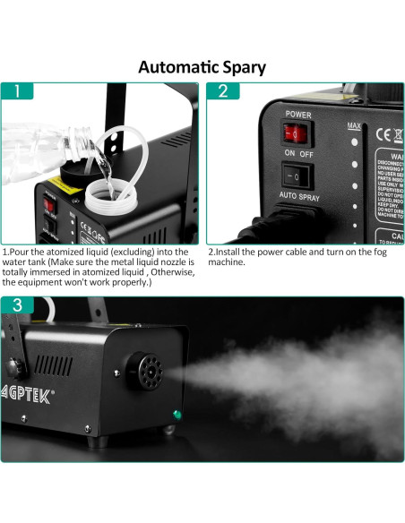Máquina de Niebla AGPTEK 500W con Control Remoto y Rocío Automático