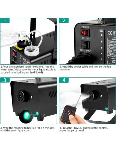 Máquina de Niebla AGPTEK 500W con Control Remoto y Rocío Automático