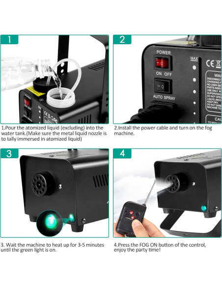 Máquina de Niebla AGPTEK 500W con Control Remoto y Rocío Automático