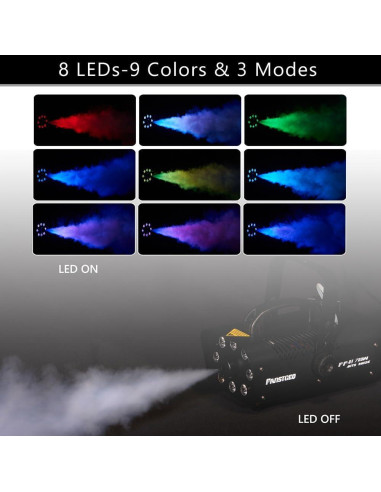Máquina de Niebla FANSTGEQ FF-03 con 8 Luces LED 700W