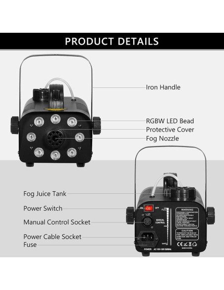 Máquina de Niebla FANSTGEQ FF-03 con 8 Luces LED 700W