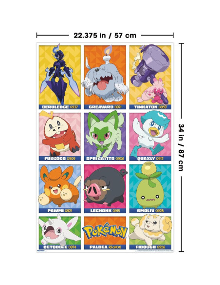 Póster Pokémon Región Paldea Trends International 86.4x56.8 cm